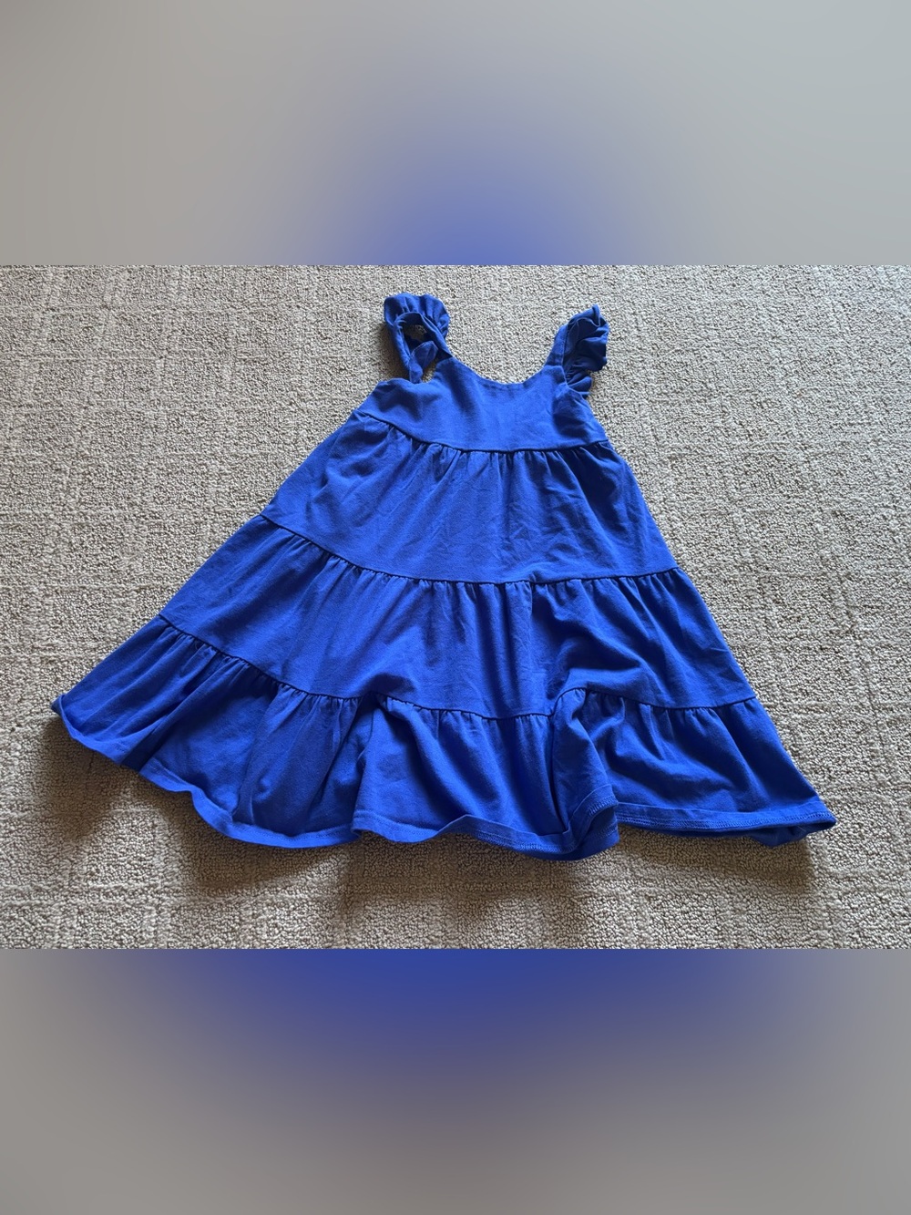 Girls Blue Tiered Ruffle Dress